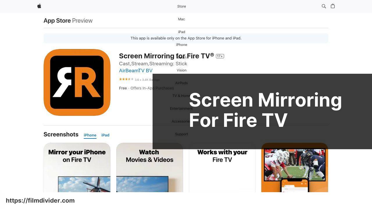 https://apps.apple.com/us/app/screen-mirroring-for-fire-tv/id1249399124 screenshot