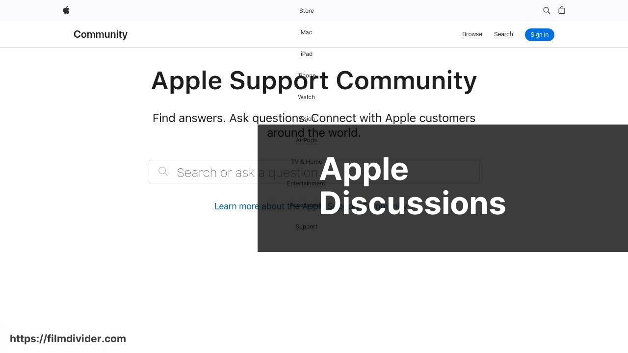 https://discussions.apple.com/welcome screenshot