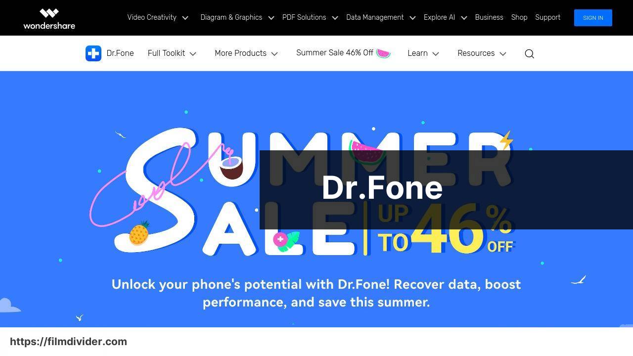 https://drfone.wondershare.com/ screenshot