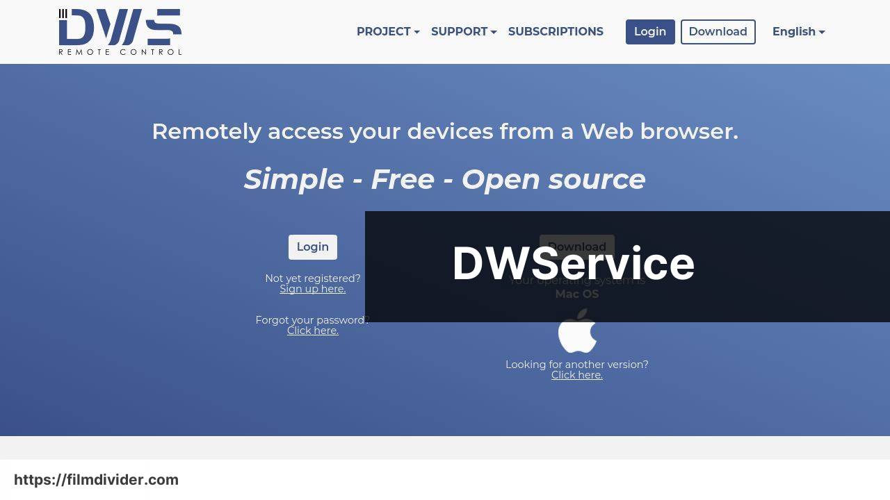 https://www.dwservice.net/ screenshot