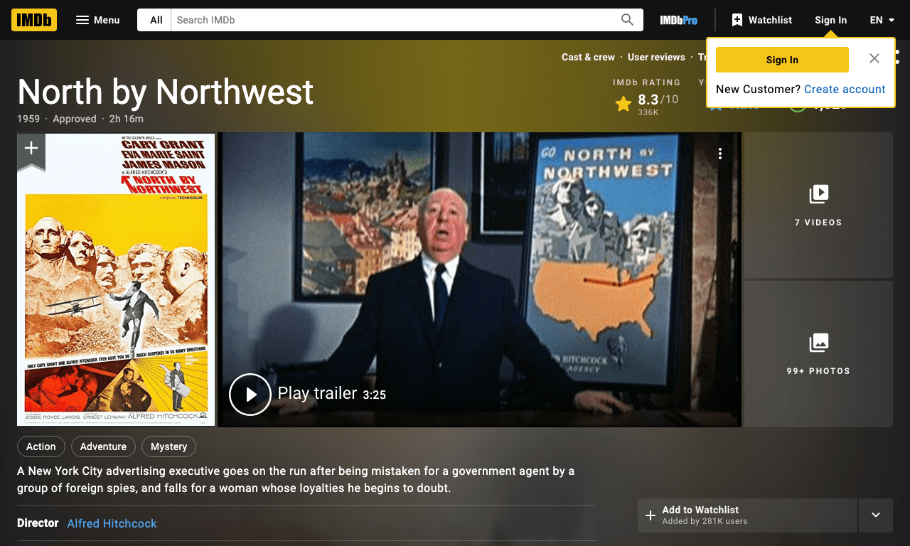 North by Northwest Movie