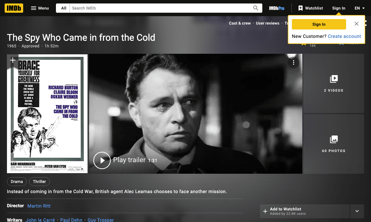 The Spy Who Came in from the Cold Movie