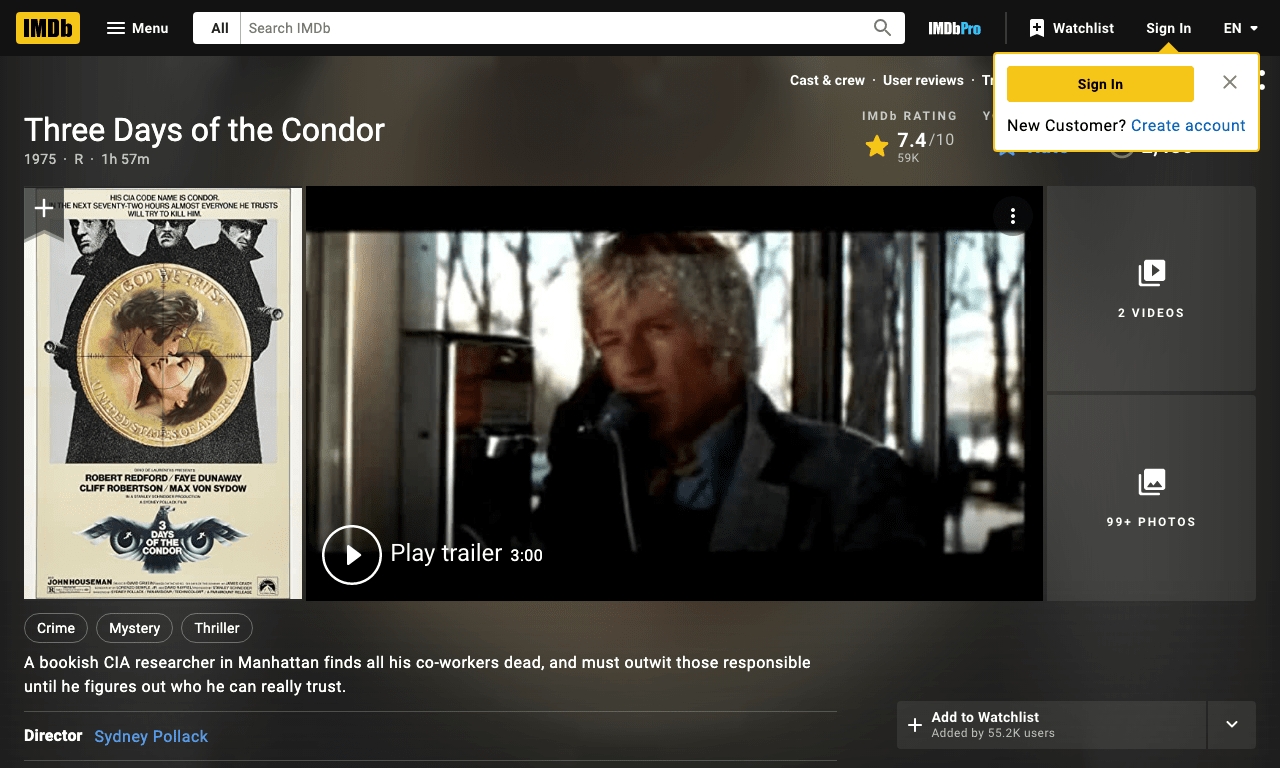 Three Days of the Condor Movie