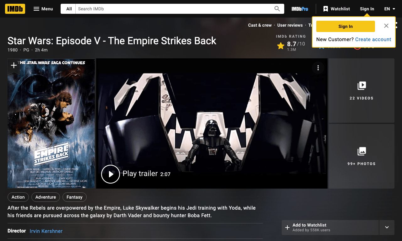 Star Wars: Episode V - The Empire Strikes Back Movie
