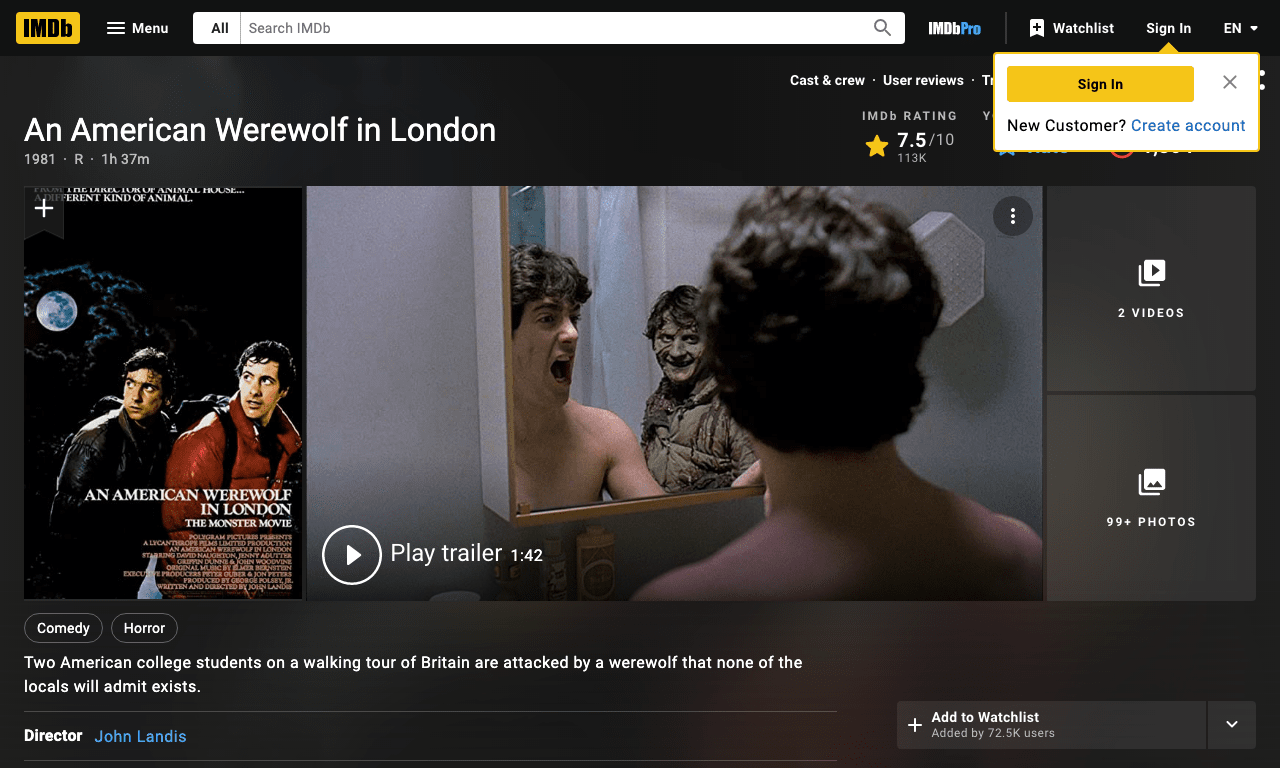 An American Werewolf in London Movie
