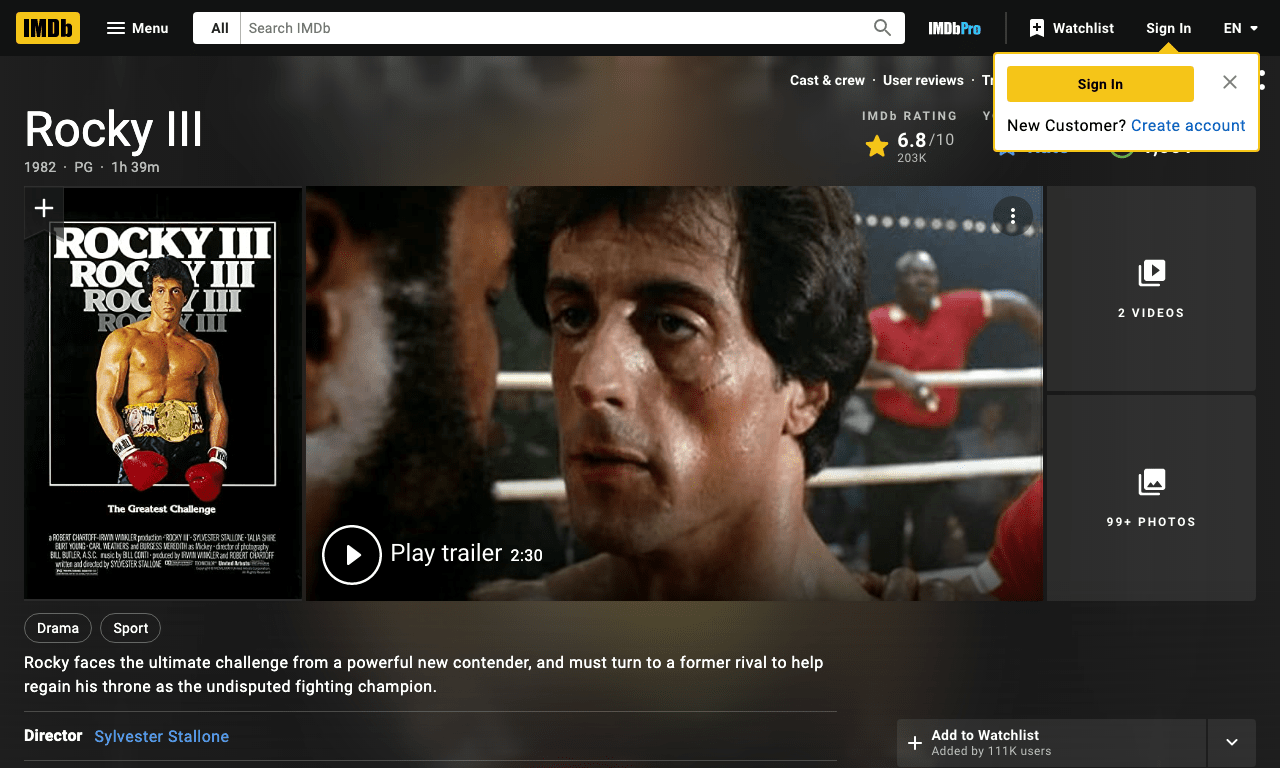 Rocky III Movie