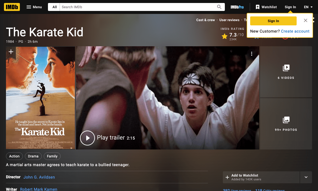 The Karate Kid (1984) Movie