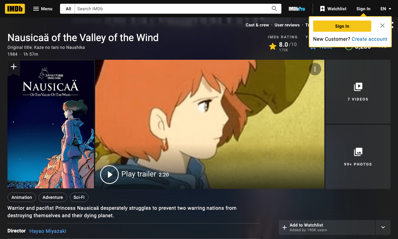 Nausicaä of the Valley of the Wind Movie