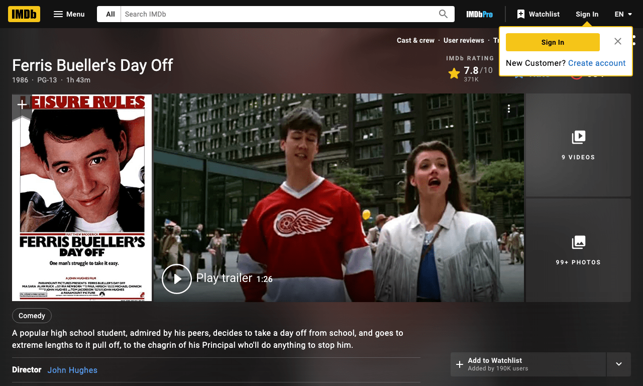 Ferris Bueller's Day Off Movie