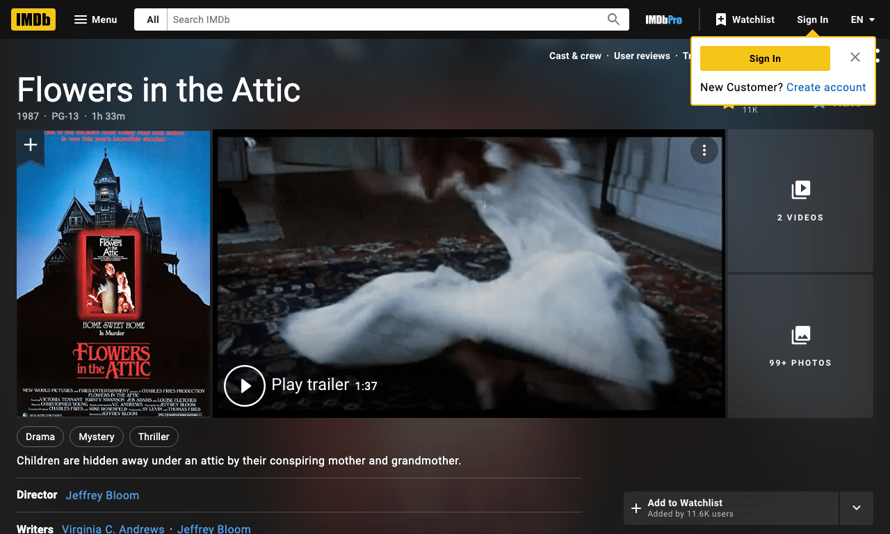 Flowers in the Attic Movie