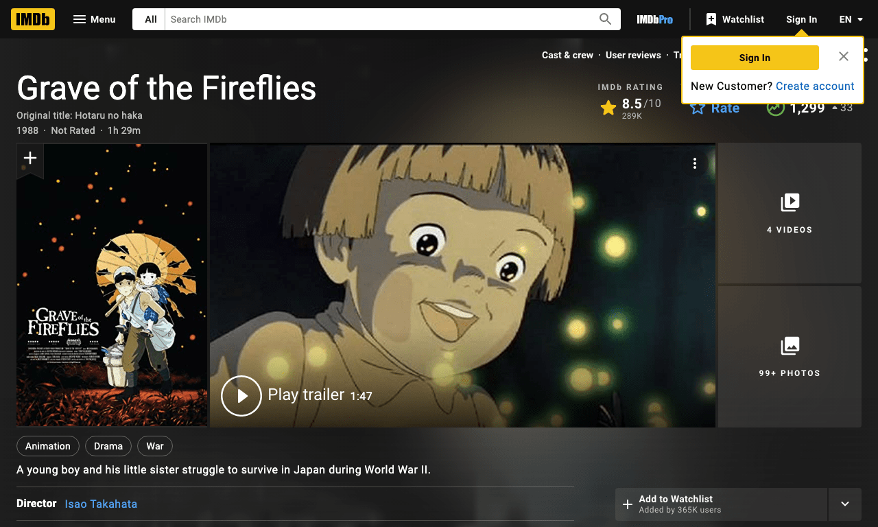Grave of the Fireflies Movie