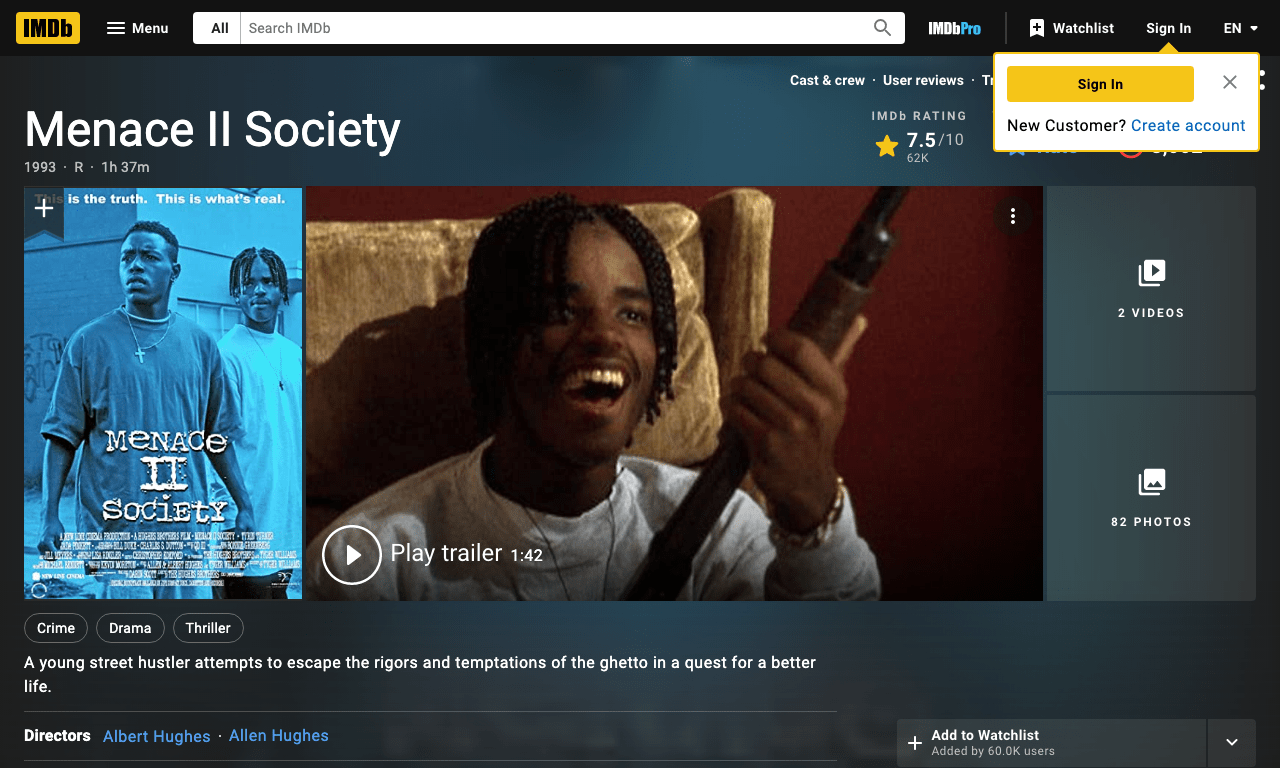 Menace II Society Movie
