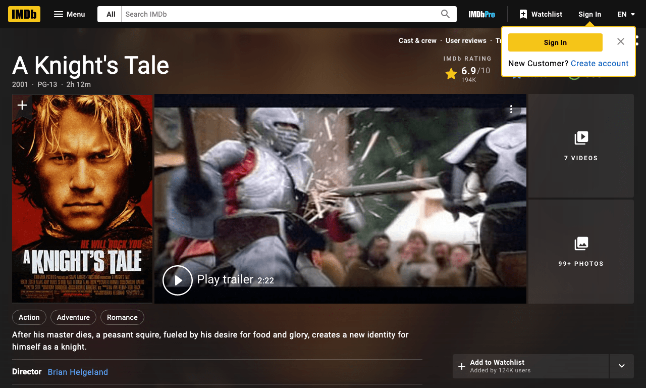 A Knight's Tale Movie