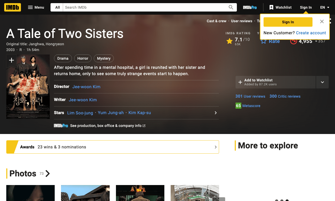 A Tale of Two Sisters Movie