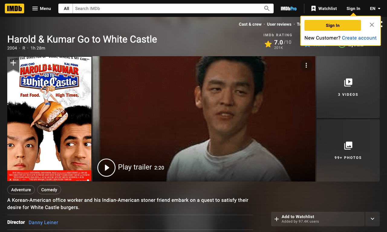 Harold & Kumar Go to White Castle Movie