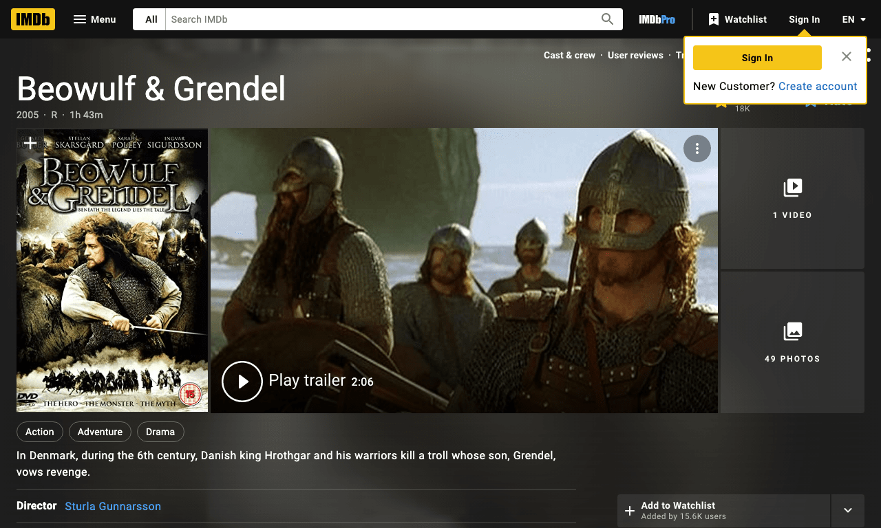 Beowulf & Grendel Movie