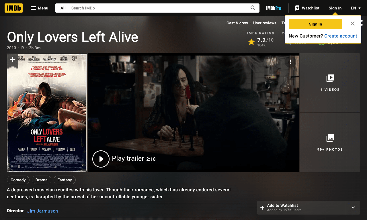 Only Lovers Left Alive Movie
