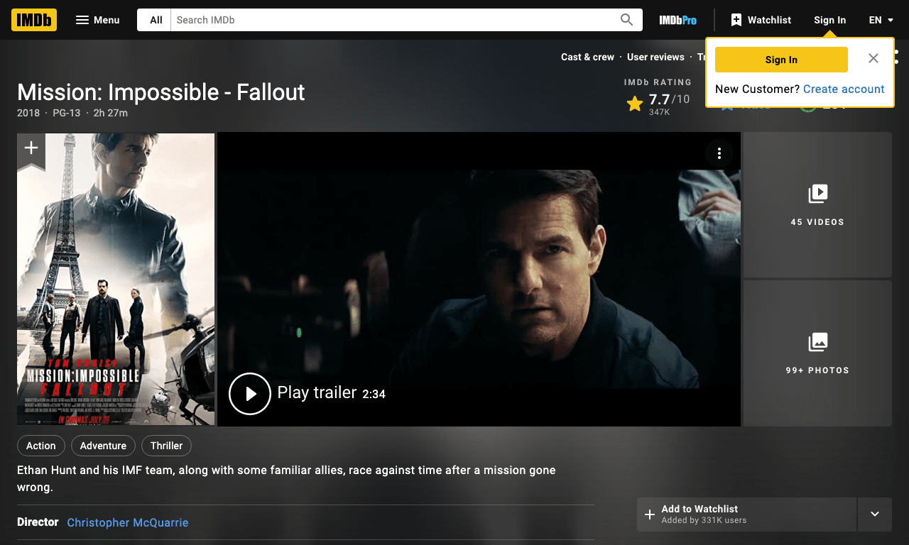 Mission: Impossible - Fallout Movie